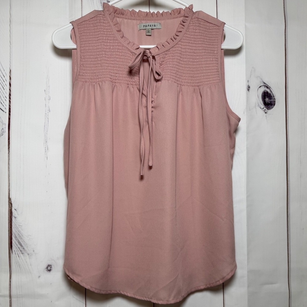Pink Papaya tie-front sleeveless blouse / Large / Sku0023‎